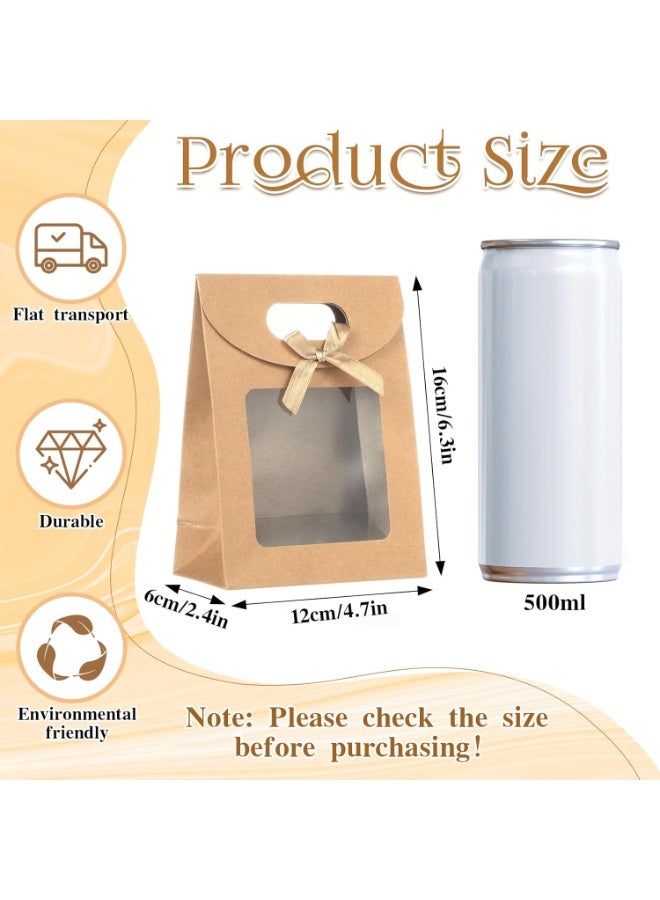 اسرلي وايت 12 كيس هدايا من ورق الكرافت بنافذة شفافة - Image 3